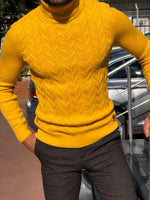 Load image into Gallery viewer, Calvin Slim-Fit Turtleneck Knitwear Yellow-baagr.myshopify.com-sweatshirts-BOJONI
