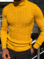 Load image into Gallery viewer, Calvin Slim-Fit Turtleneck Knitwear Yellow-baagr.myshopify.com-sweatshirts-BOJONI
