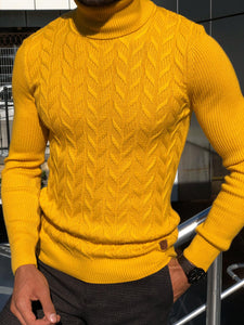 Calvin Slim-Fit Turtleneck Knitwear Yellow-baagr.myshopify.com-sweatshirts-BOJONI