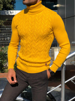 Load image into Gallery viewer, Calvin Slim-Fit Turtleneck Knitwear Yellow-baagr.myshopify.com-sweatshirts-BOJONI
