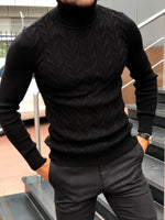 Load image into Gallery viewer, Calvin Slim-Fit Turtleneck Knitwear Black-baagr.myshopify.com-sweatshirts-BOJONI
