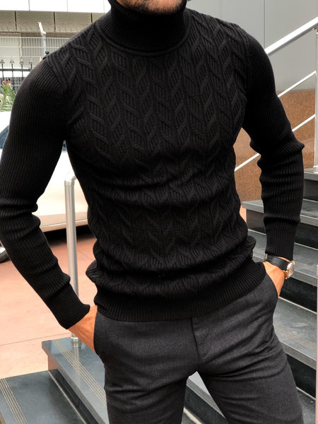 Mens black slim fit turtleneck online