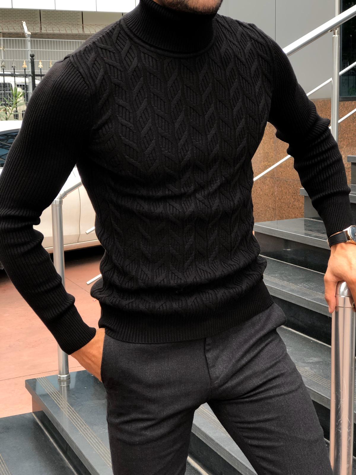 Black muscle fit sales turtleneck