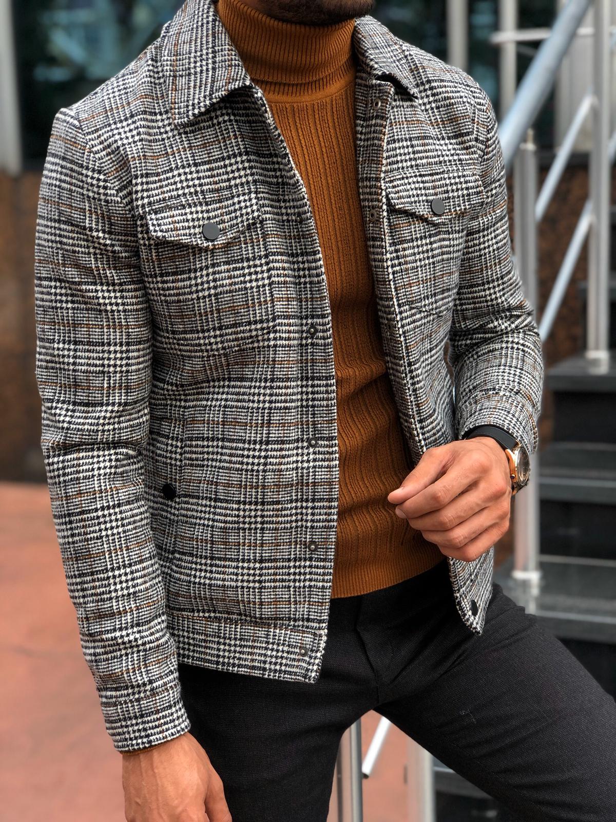 Men 2025 plaid coat