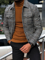 Load image into Gallery viewer, Alonso Slim-Fit Wool Plaid Coat Black-baagr.myshopify.com-Jacket-BOJONI
