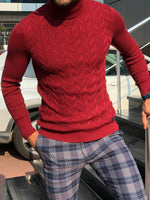 Load image into Gallery viewer, Calvin Slim-Fit Turtleneck Knitwear Red-baagr.myshopify.com-sweatshirts-BOJONI
