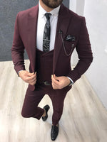 Load image into Gallery viewer, Ani Claret Red Slim Fit Wool Suit-baagr.myshopify.com-1-BOJONI
