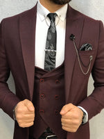 Load image into Gallery viewer, Ani Claret Red Slim Fit Wool Suit-baagr.myshopify.com-1-BOJONI
