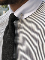 Load image into Gallery viewer, Slim-Fit Striped Chain Collar Shirt Blue-baagr.myshopify.com-Shirt-BOJONI
