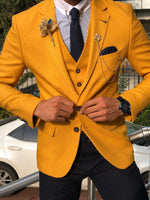 Load image into Gallery viewer, Multi Slim-Fit Suit Vest Mustard-baagr.myshopify.com-suit-BOJONI
