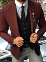 Load image into Gallery viewer, Multi Slim-Fit Suit Vest Claret Red-baagr.myshopify.com-suit-BOJONI
