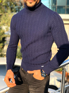 Heritage Navy Slim Fit Turtleneck-baagr.myshopify.com-sweatshirts-BOJONI