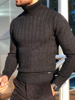 Load image into Gallery viewer, Heritage Black Slim Fit Turtleneck-baagr.myshopify.com-sweatshirts-BOJONI
