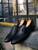 Load image into Gallery viewer, Buckle Detail with Classic Leather Shoes Black-baagr.myshopify.com-shoes2-BOJONI
