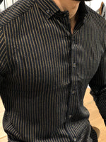 Load image into Gallery viewer, Ladalii Slim-Fit Striped Shirt black-baagr.myshopify.com-Shirt-BOJONI
