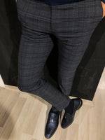 Load image into Gallery viewer, Magnum Slim-fit Plaid Fabric Pants Gray-baagr.myshopify.com-Pants-BOJONI
