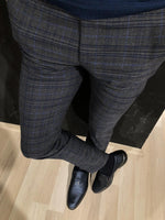 Load image into Gallery viewer, Magnum Slim-fit Plaid Fabric Pants Gray-baagr.myshopify.com-Pants-BOJONI

