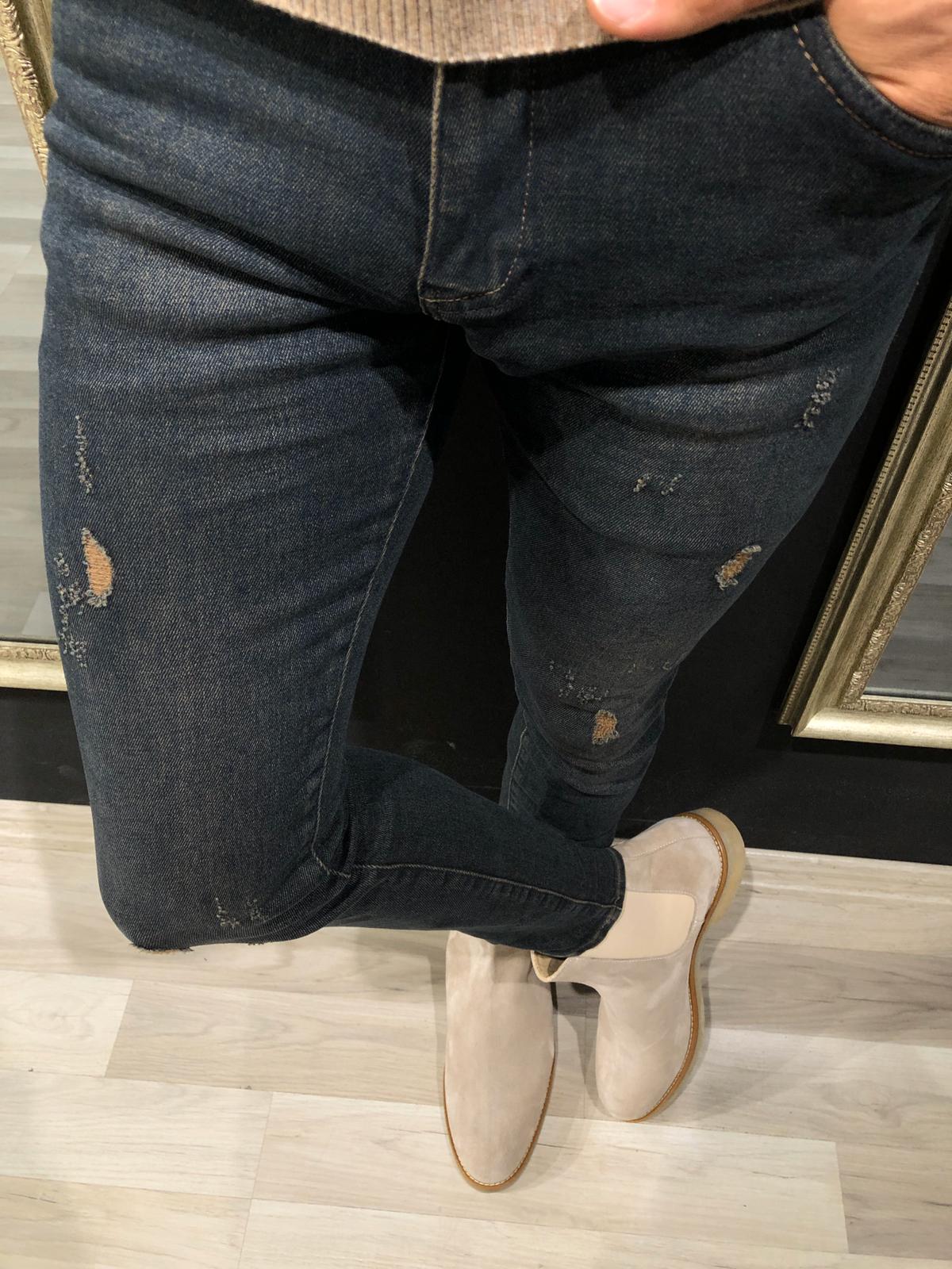 Magnum Slim-Fit Ripped Jeans Khaki-baagr.myshopify.com-Pants-BOJONI