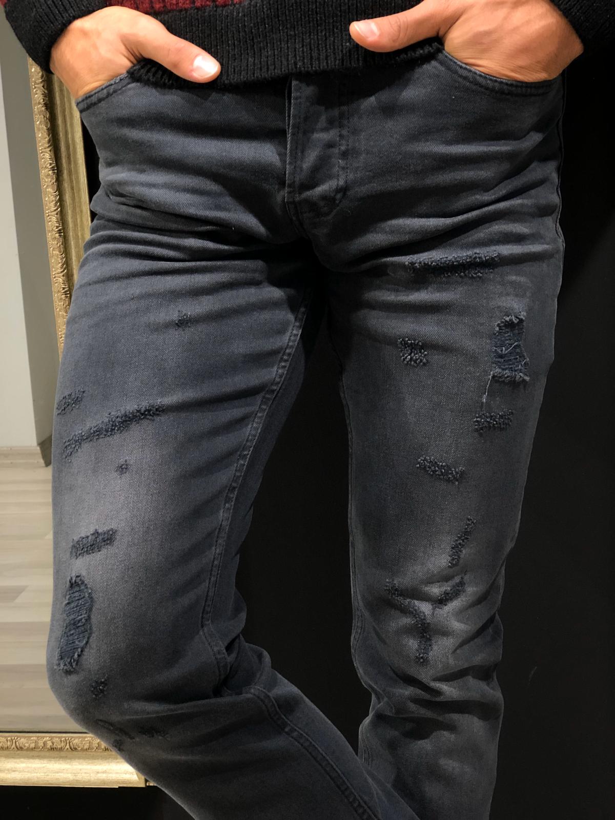 Magnum Slim-Fit Ripped Jeans Black-baagr.myshopify.com-Pants-BOJONI