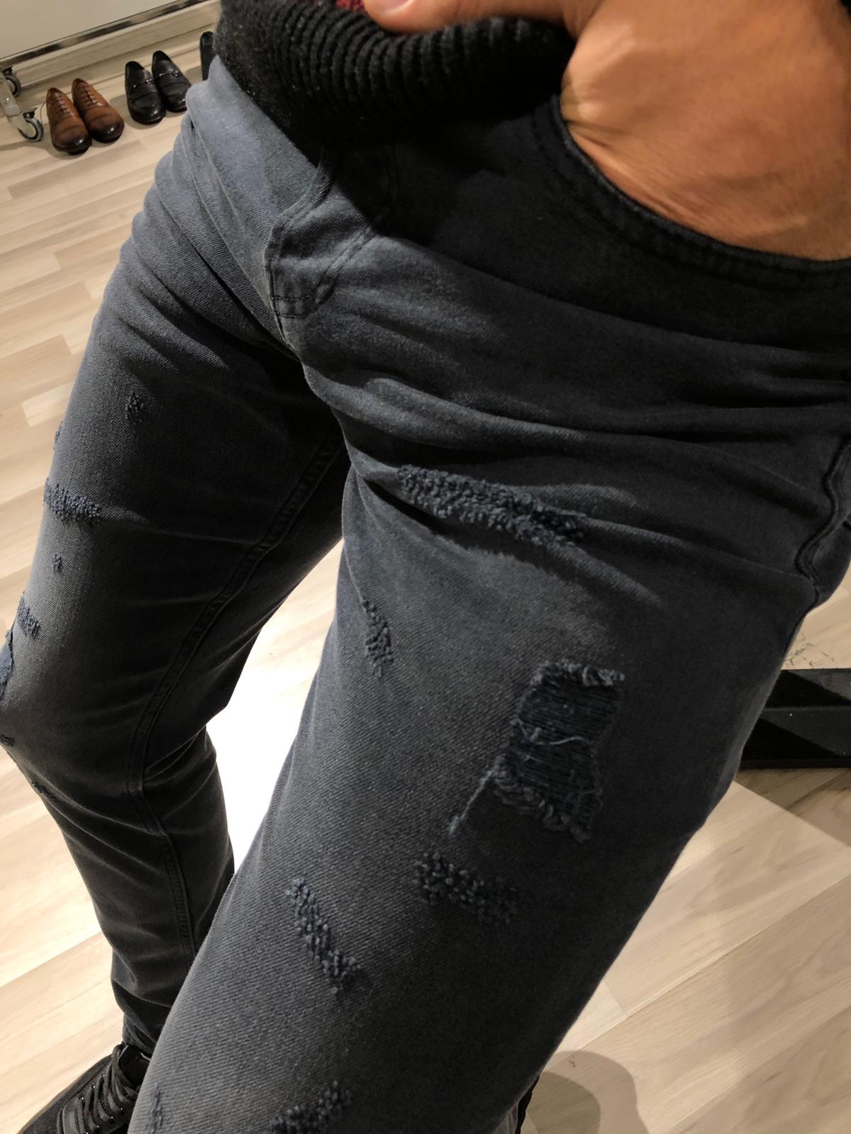 Magnum Slim-Fit Ripped Jeans Black-baagr.myshopify.com-Pants-BOJONI