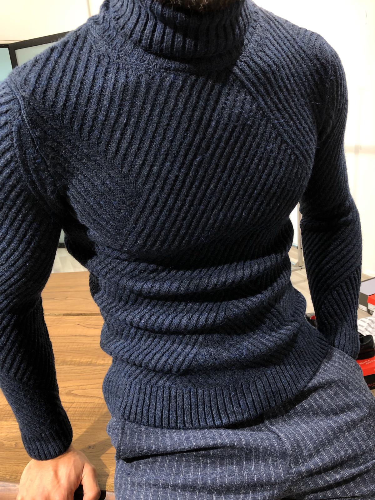 Ponto Slim-Fit Wool Turtleneck Knitwear Navy-baagr.myshopify.com-sweatshirts-BOJONI