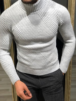 Load image into Gallery viewer, Ponto Slim-Fit Wool Turtleneck Knitwear Grey-baagr.myshopify.com-sweatshirts-BOJONI
