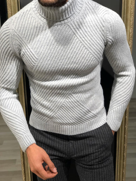 Ponto Slim-Fit Wool Turtleneck Knitwear Grey | BOJONI