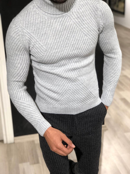 Ponto Slim-Fit Wool Turtleneck Knitwear Grey | BOJONI