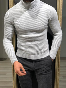 Ponto Slim-Fit Wool Turtleneck Knitwear Grey-baagr.myshopify.com-sweatshirts-BOJONI