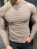 Load image into Gallery viewer, Slim-Fit Patterned Knitwear Beige-baagr.myshopify.com-sweatshirts-BOJONI

