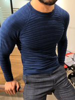 Load image into Gallery viewer, Slim-Fit Patterned Knitwear Navy-baagr.myshopify.com-sweatshirts-BOJONI
