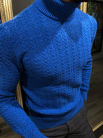 Load image into Gallery viewer, Calvin Slim-Fit Wool Turtleneck Knitwear Sax-baagr.myshopify.com-sweatshirts-BOJONI
