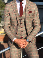 Load image into Gallery viewer, Toni Slim-Fit Plaid Suit Vest BURGUNDY-baagr.myshopify.com-suit-BOJONI
