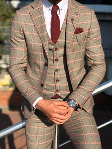 Toni Slim-Fit Plaid Suit Vest BURGUNDY-baagr.myshopify.com-suit-BOJONI