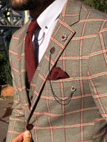 Load image into Gallery viewer, Toni Slim-Fit Plaid Suit Vest BURGUNDY-baagr.myshopify.com-suit-BOJONI
