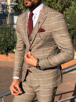 Load image into Gallery viewer, Toni Slim-Fit Plaid Suit Vest BURGUNDY-baagr.myshopify.com-suit-BOJONI
