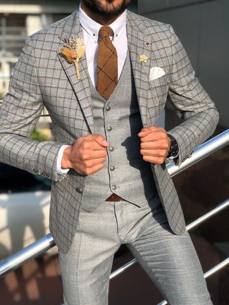 Toni Slim-Fit Plaid Suit Vest CAMEL | BOJONI