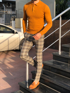 Calvin Slim-Fit Polo Collar Knitwear Sweater Camel-baagr.myshopify.com-sweatshirts-BOJONI