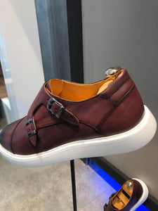 Sardinelli Eva Sole Double Buckle Monk Shoes Burgundy-baagr.myshopify.com-shoes2-BOJONI