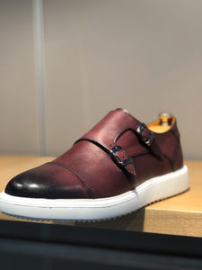 Sardinelli Eva Sole Double Buckle Monk Shoes Burgundy-baagr.myshopify.com-shoes2-BOJONI