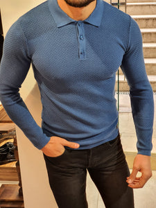 Carlos Slim-Fit Polo Sweater Blue-baagr.myshopify.com-sweatshirts-BOJONI