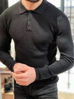 Load image into Gallery viewer, Carlos Slim-Fit Polo Sweater Black-baagr.myshopify.com-sweatshirts-BOJONI
