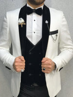 Load image into Gallery viewer, Zerno Velvet Slim Fit White Tuxedo-baagr.myshopify.com-1-BOJONI

