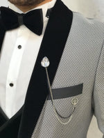 Load image into Gallery viewer, Zerno Velvet Slim Fit Gray Tuxedo-baagr.myshopify.com-1-BOJONI
