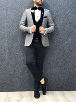 Load image into Gallery viewer, Zerno Velvet Slim Fit Gray Tuxedo-baagr.myshopify.com-1-BOJONI

