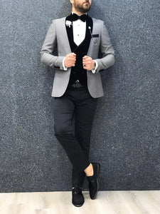Zerno Velvet Slim Fit Gray Tuxedo | BOJONI