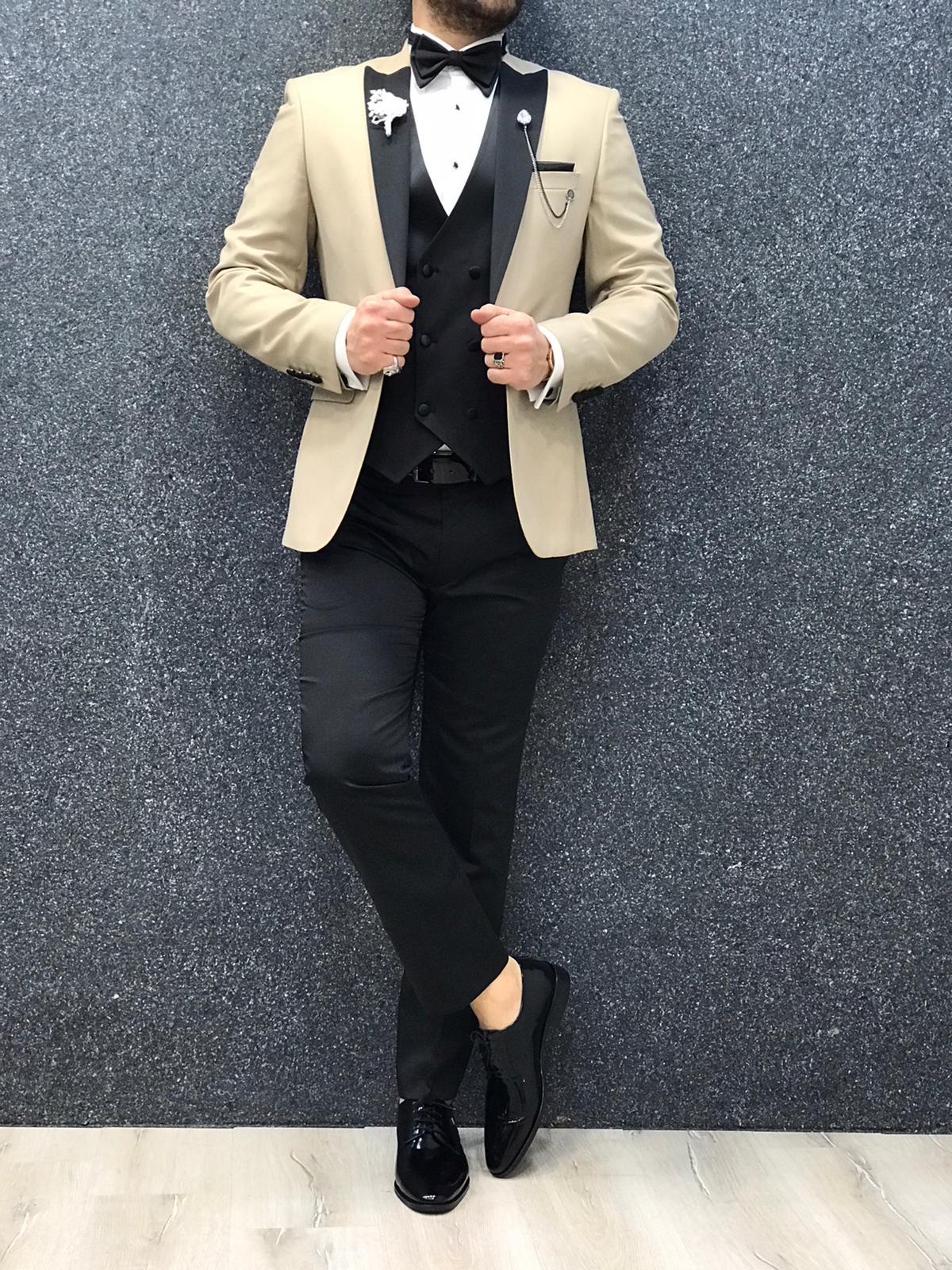 Zerno Brilliant Slim Fit Golden Tuxedo | BOJONI