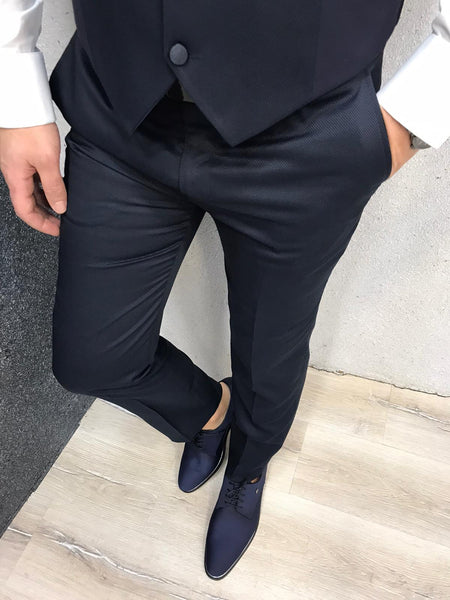 Lazio Slim Fit Navy Blue Tuxedo | BOJONI