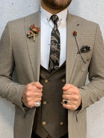 Load image into Gallery viewer, Kingston Cream  Slim Fit Plaid Suit-baagr.myshopify.com-1-BOJONI
