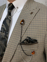 Load image into Gallery viewer, Kingston Cream  Slim Fit Plaid Suit-baagr.myshopify.com-1-BOJONI
